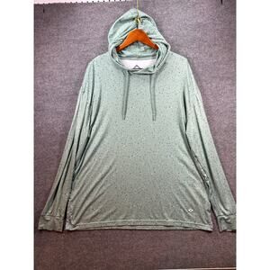 Burlebo Hoodie Shirt Men's XL Aqua Green Blue Speckle Drawstring Activewear READ